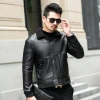 Teddy fleece slim-fit men's leather jacket and fleece leather jacket for the new autumn and winter collection of 2019 details Picture